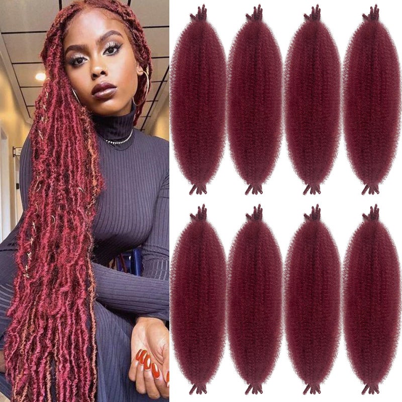 Burgundy Afro Twist Hair 16 Inch 8 Pack Kinky Twist Hair for Braiding Marley Twist Braiding Hair for Soft Locs Passion Twists Crochet Hair Synthetic Twisted Up Springy Afro Twist